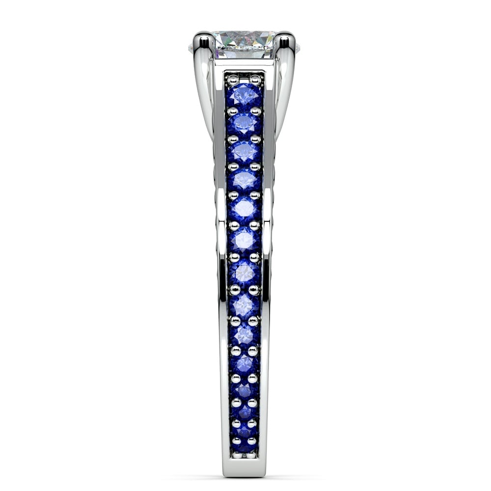 Antique Inspired Pave Sapphire and Diamond Ring In White Gold | 03