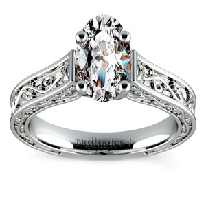 Antique Solitaire Engagement Ring in White Gold