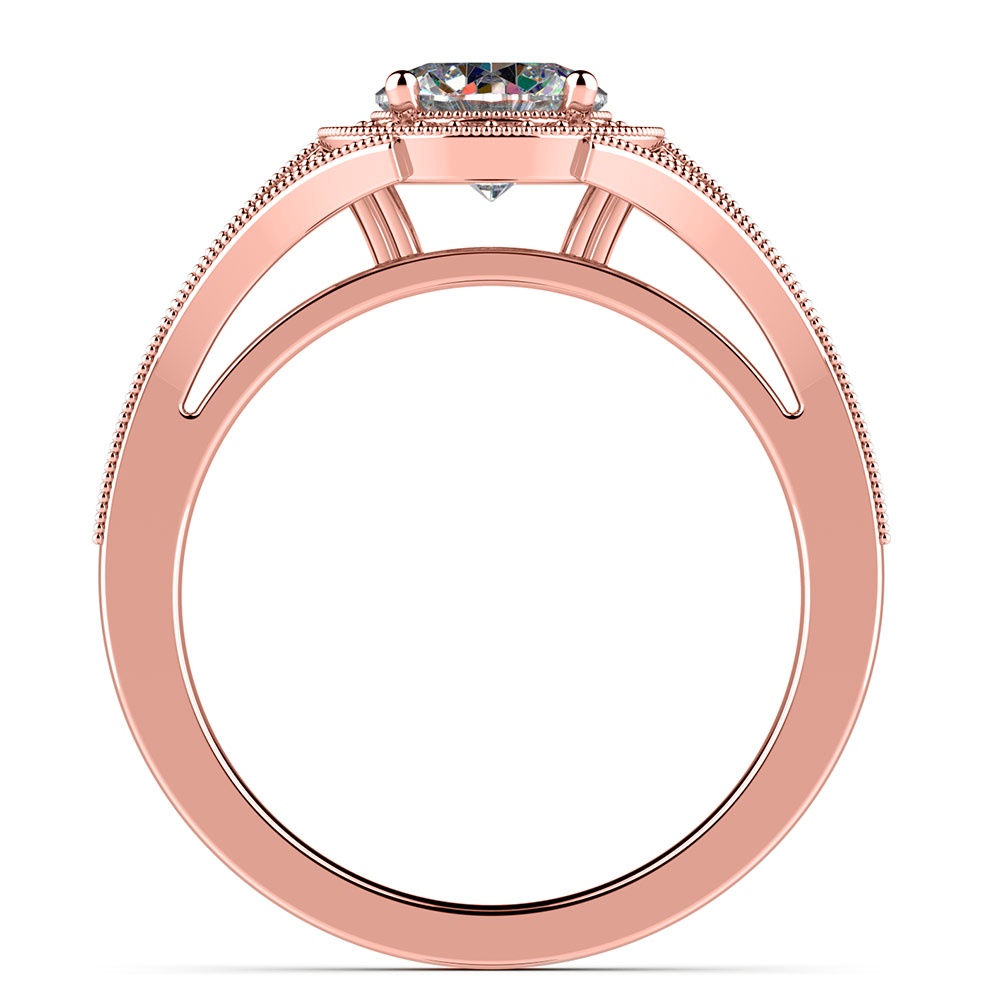 Art Deco Rose Gold Engagement Ring With A Diamond Halo  | 02