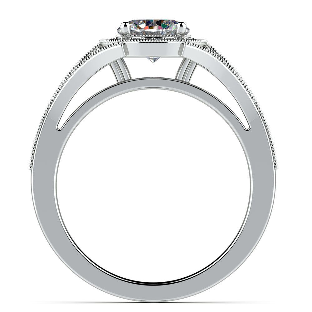 Art Deco Halo Diamond Engagement Ring in White Gold | 02
