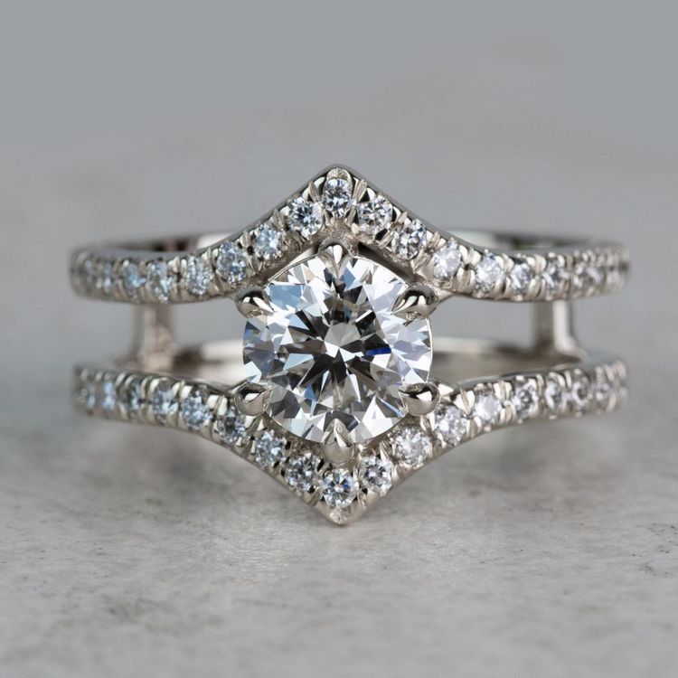 Art Nouveau Engagement Ring in White Gold | 05