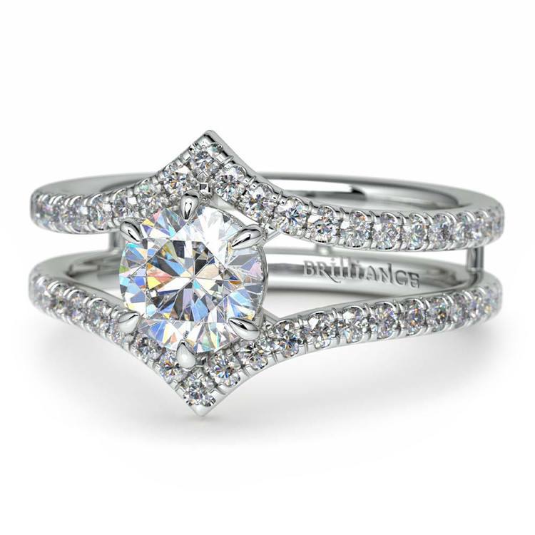 Art Nouveau Engagement Ring in White Gold | 04