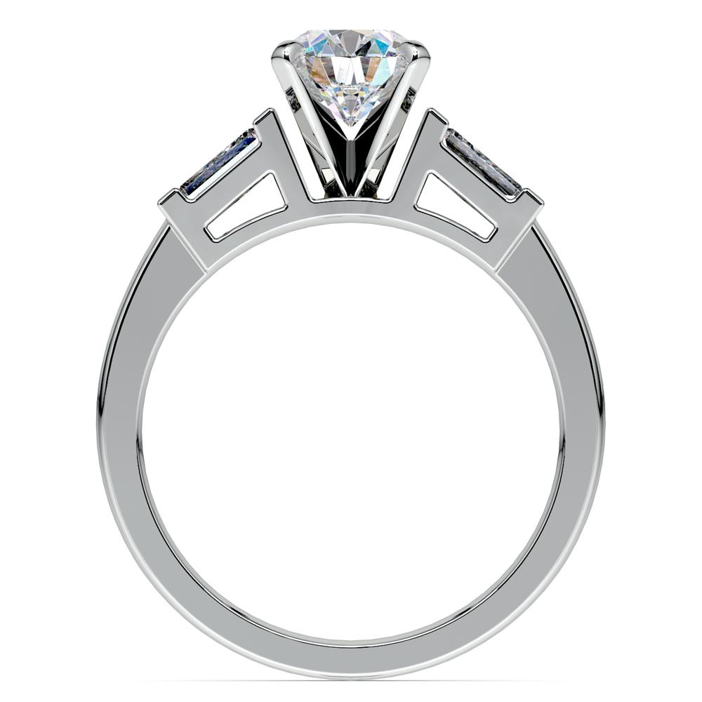 Baguette Accented Diamond Engagement Ring Setting In Platinum | 02