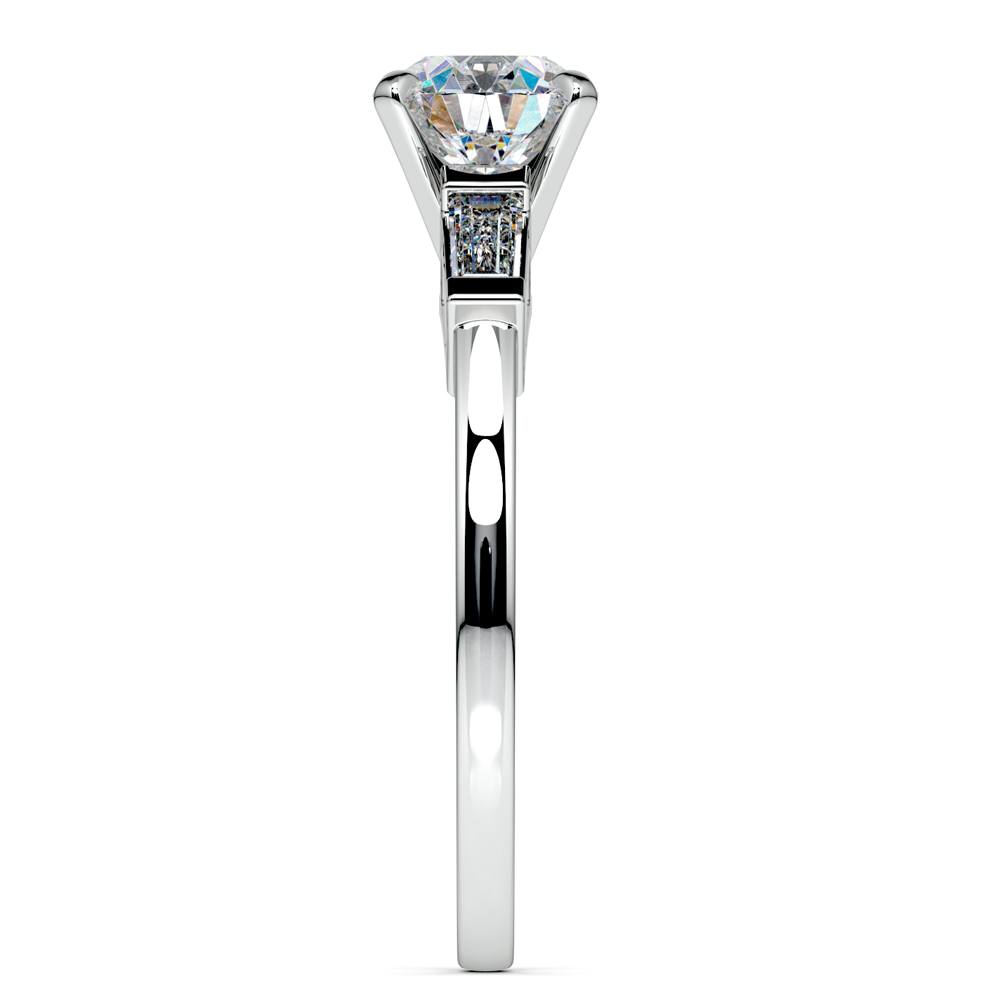 Baguette Accented Diamond Engagement Ring Setting In Platinum | 03