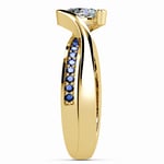 Bezel Sapphire Gemstone Bridge Engagement Ring in Yellow Gold | Thumbnail 03
