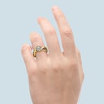 Bezel Sapphire Gemstone Bridge Engagement Ring in Yellow Gold | Thumbnail 05