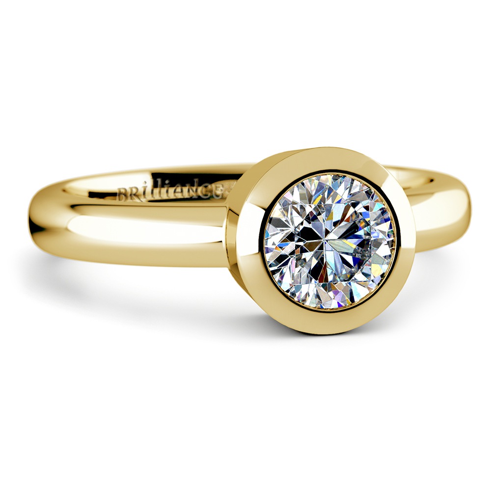 Bezel Set Diamond Ring Setting In Yellow Gold | 04