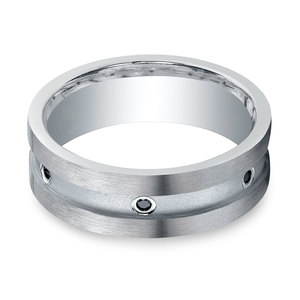 Black Diamond Silver Men's Engagement Ring