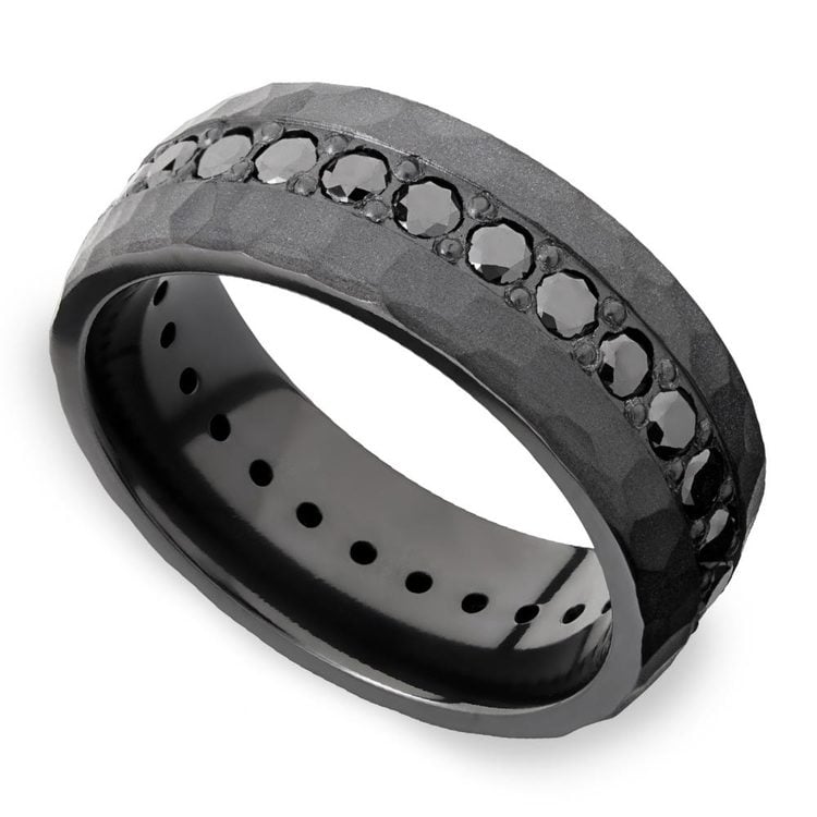 Black Zirconium with Black Diamonds Men's Engagement Ring | 03