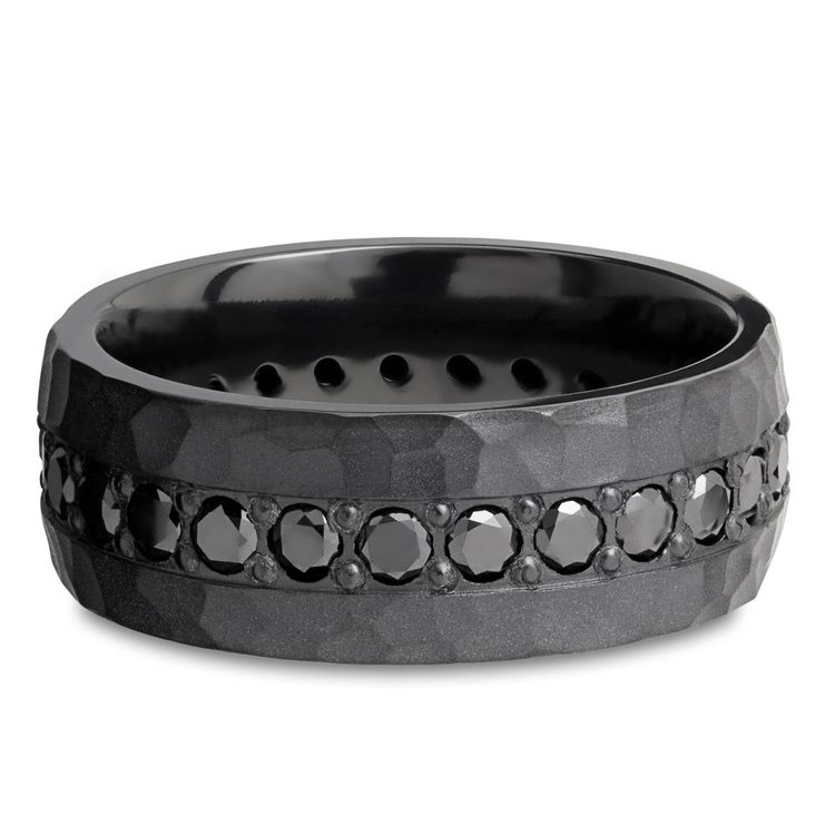 Black Zirconium with Black Diamonds Men's Engagement Ring | 04