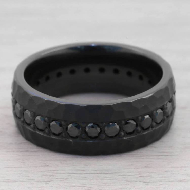 Black Zirconium with Black Diamonds Men's Engagement Ring | 05