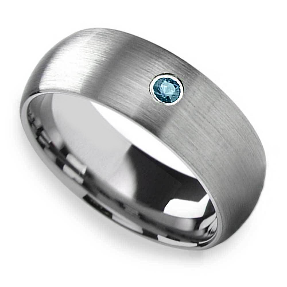 Blue Diamond Mens Engagement Ring In Tungsten | 03