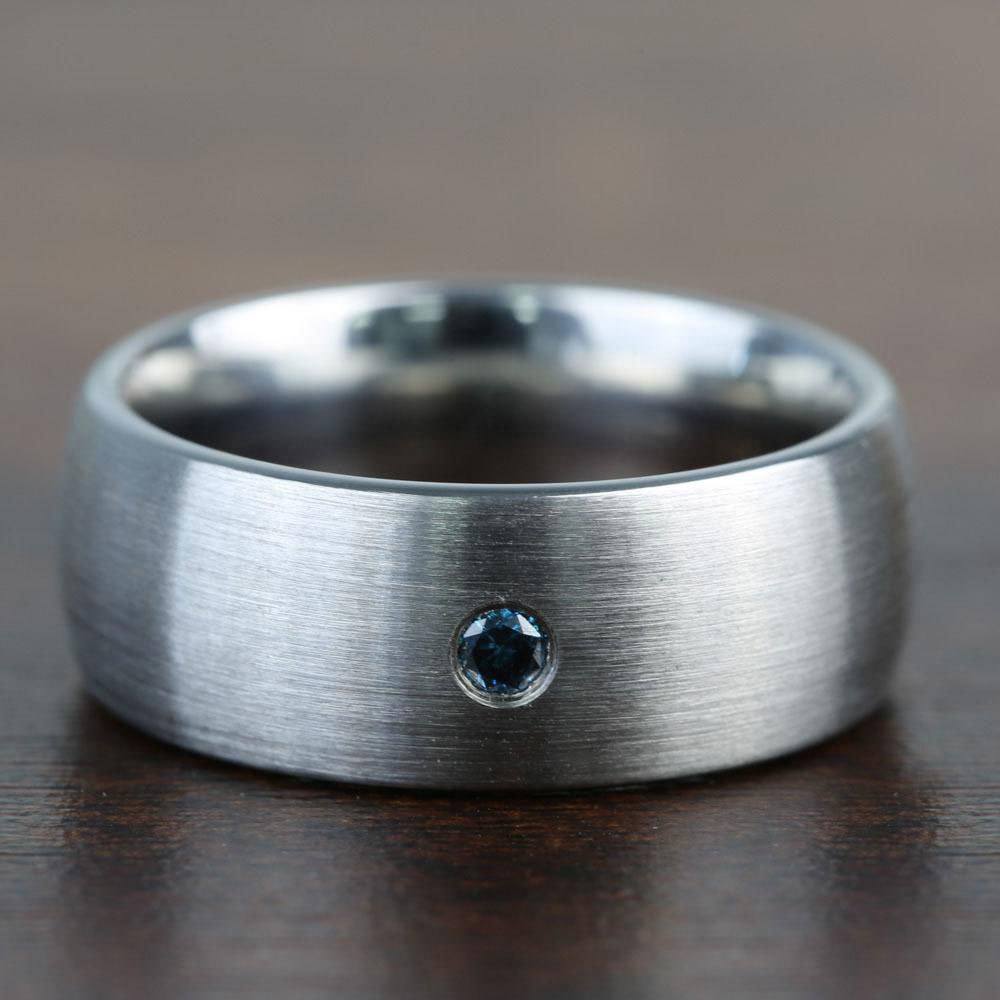 Blue Diamond Mens Engagement Ring In Tungsten | 04