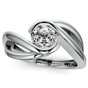 Bypass Solitaire Engagement Ring in Platinum