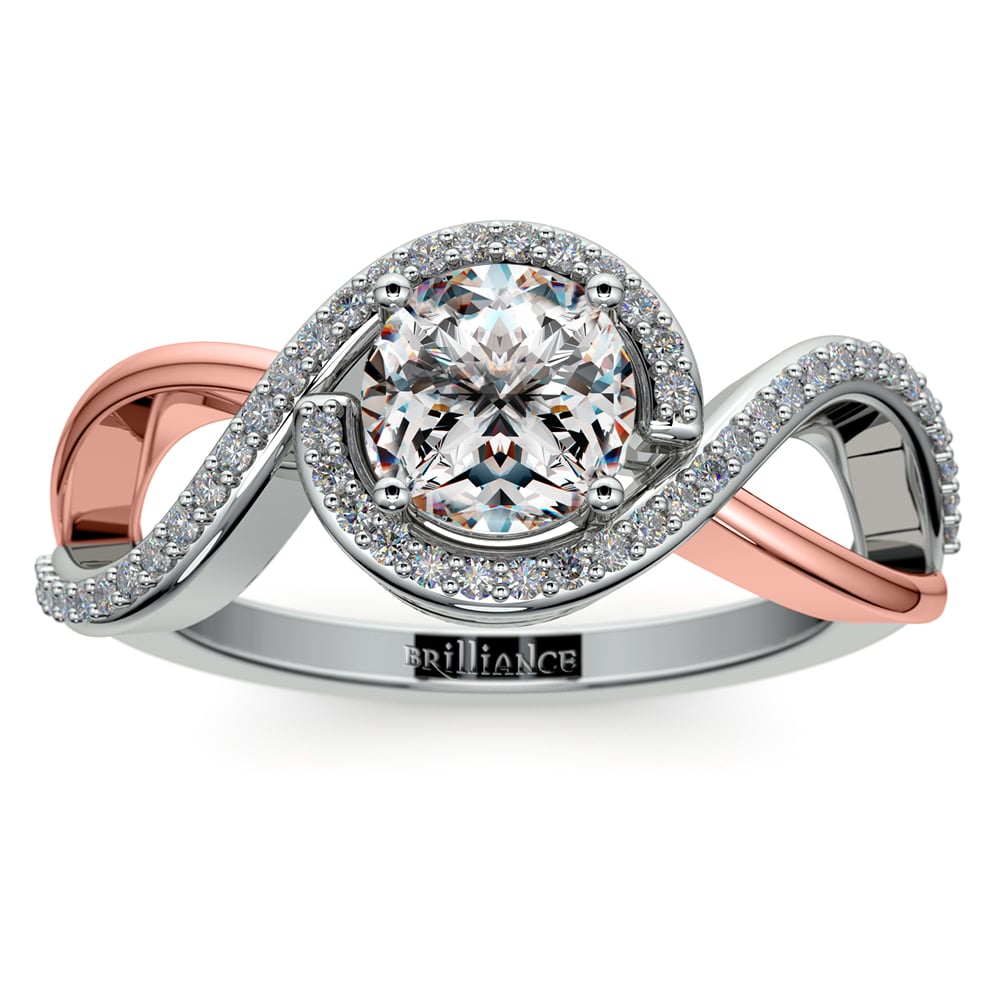 14K Rose Gold Classic Round Shape Three Stone Engagement Ring