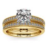Cathedral Pave Set Diamond Bridal Set In Yellow Gold