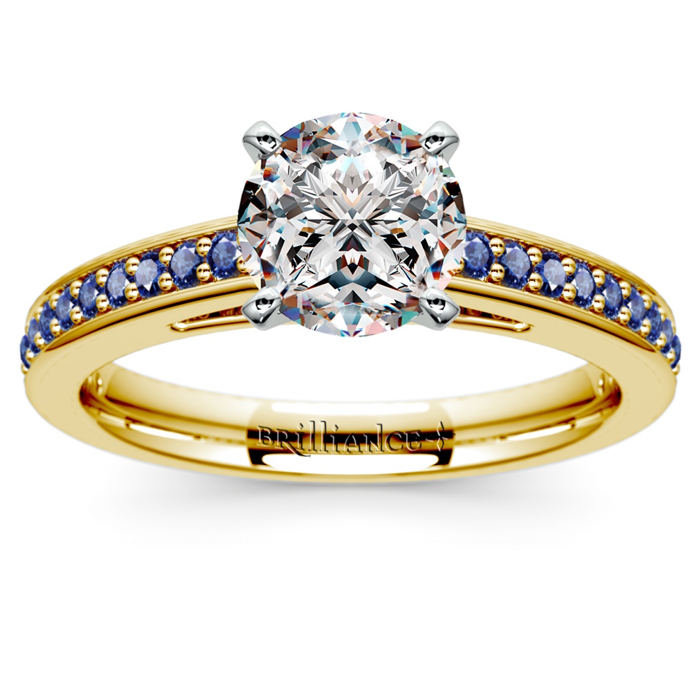 Cathedral Sapphire Gemstone Engagement Ring in Yellow Gold | Zoom