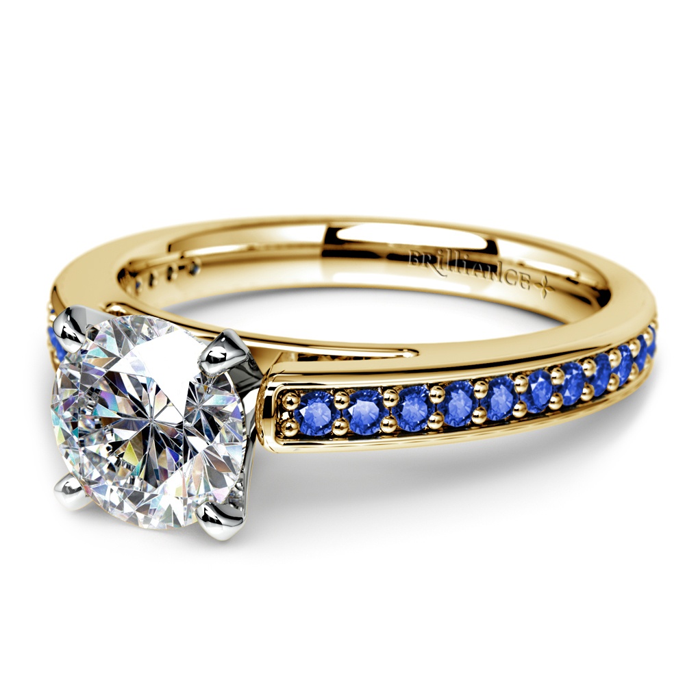 Cathedral Sapphire Gemstone Engagement Ring in Yellow Gold | 04