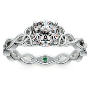 Celtic Knot Engagement Ring Setting In White Gold With Surprise Stone