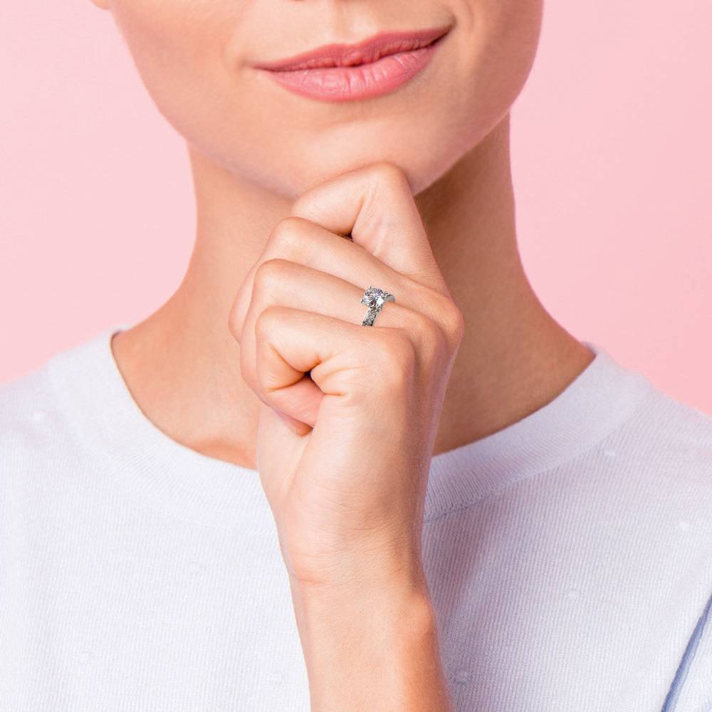 Sterling Silver Celtic Knot Ring - White CZ Solitaire Ring With Round Stone, .925 Silver Band Available In Sizes 4-10