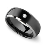 Ceramic Inlay Diamond Men's Engagement Ring In Tungsten | Thumbnail 03