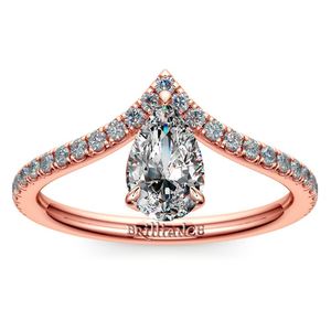 Chevron Pear Diamond Engagement Ring In Rose Gold