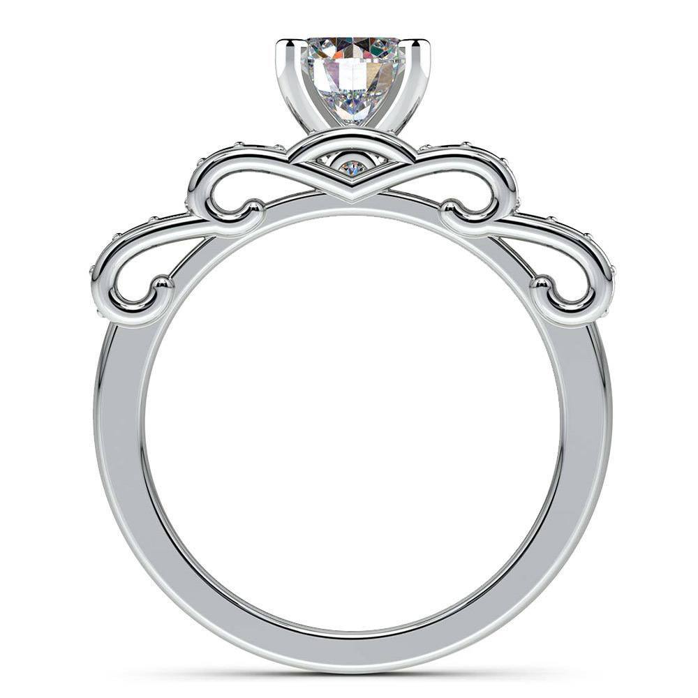 Cinderella Engagement Ring and Wedding Band Set In Platinum