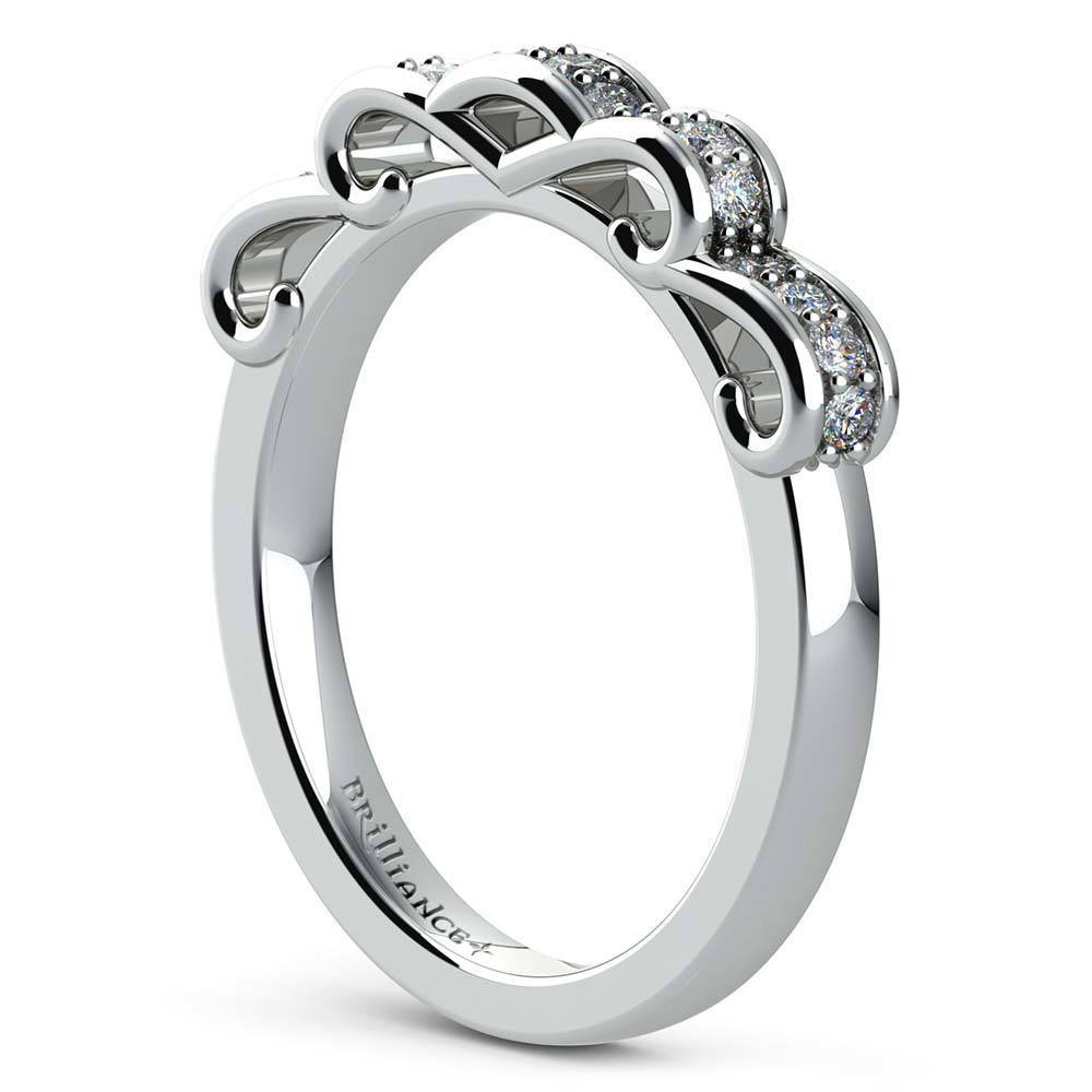 Cinderella Engagement Ring and Wedding Band Set In Platinum