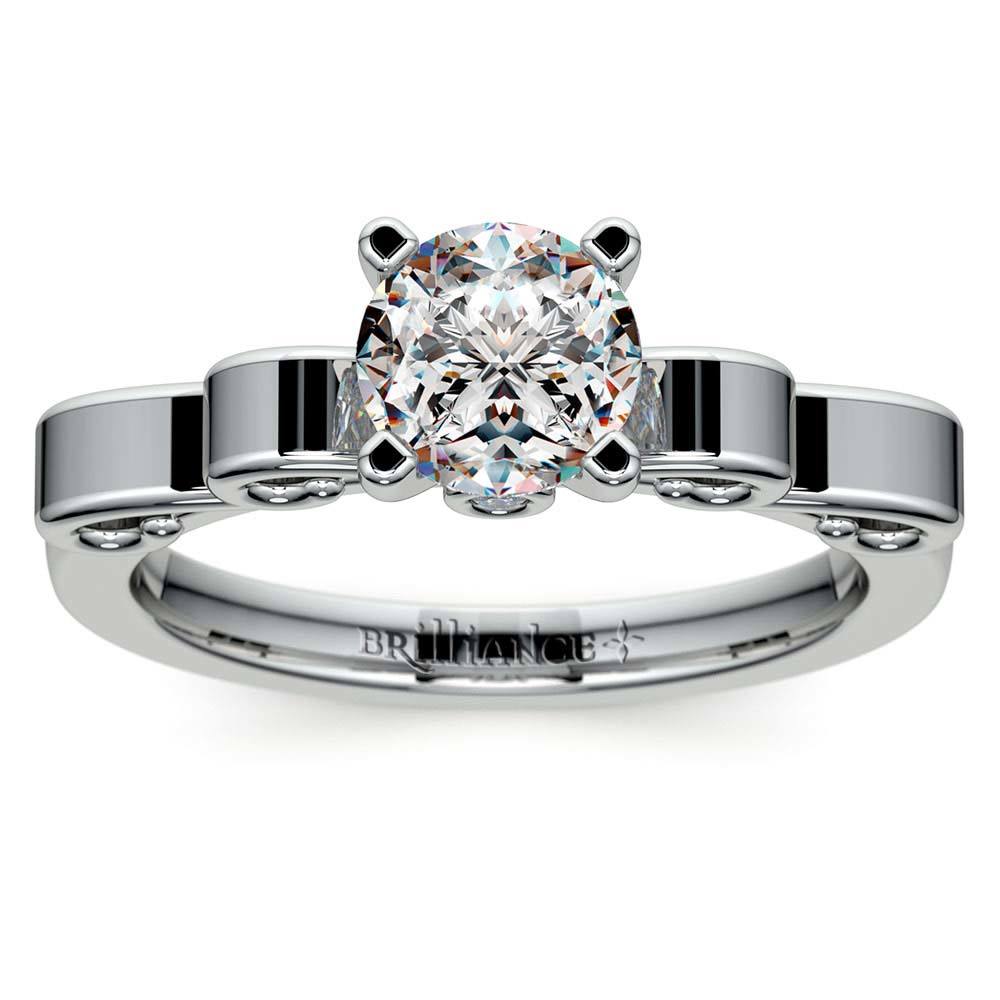 Ribbon Style Engagement Ring In White Gold | 01