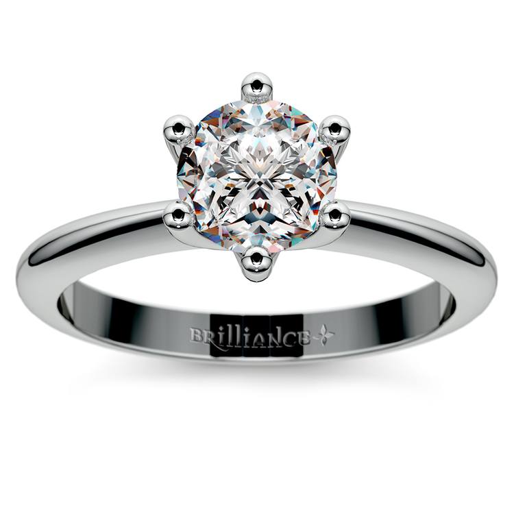 Classic Six Prong Solitaire Engagement Ring in Palladium | 01