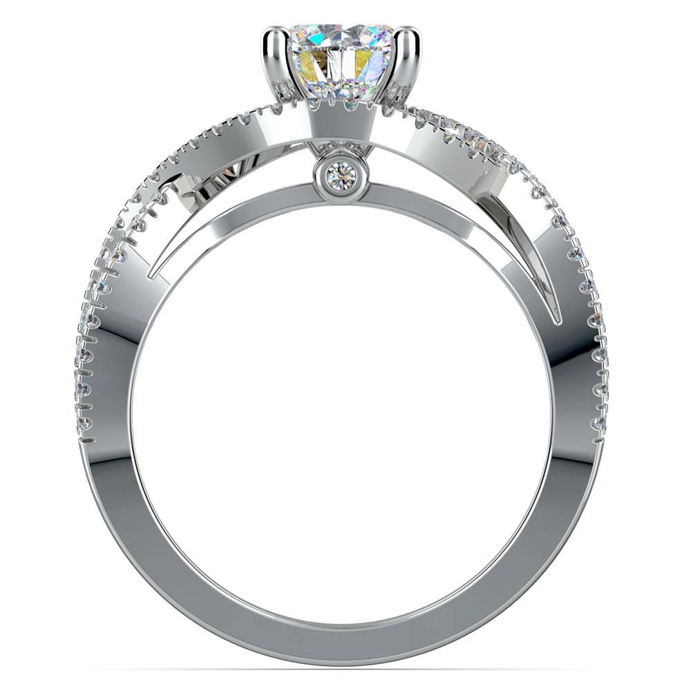 Cross Split Shank Diamond Engagement Ring in White Gold | 02
