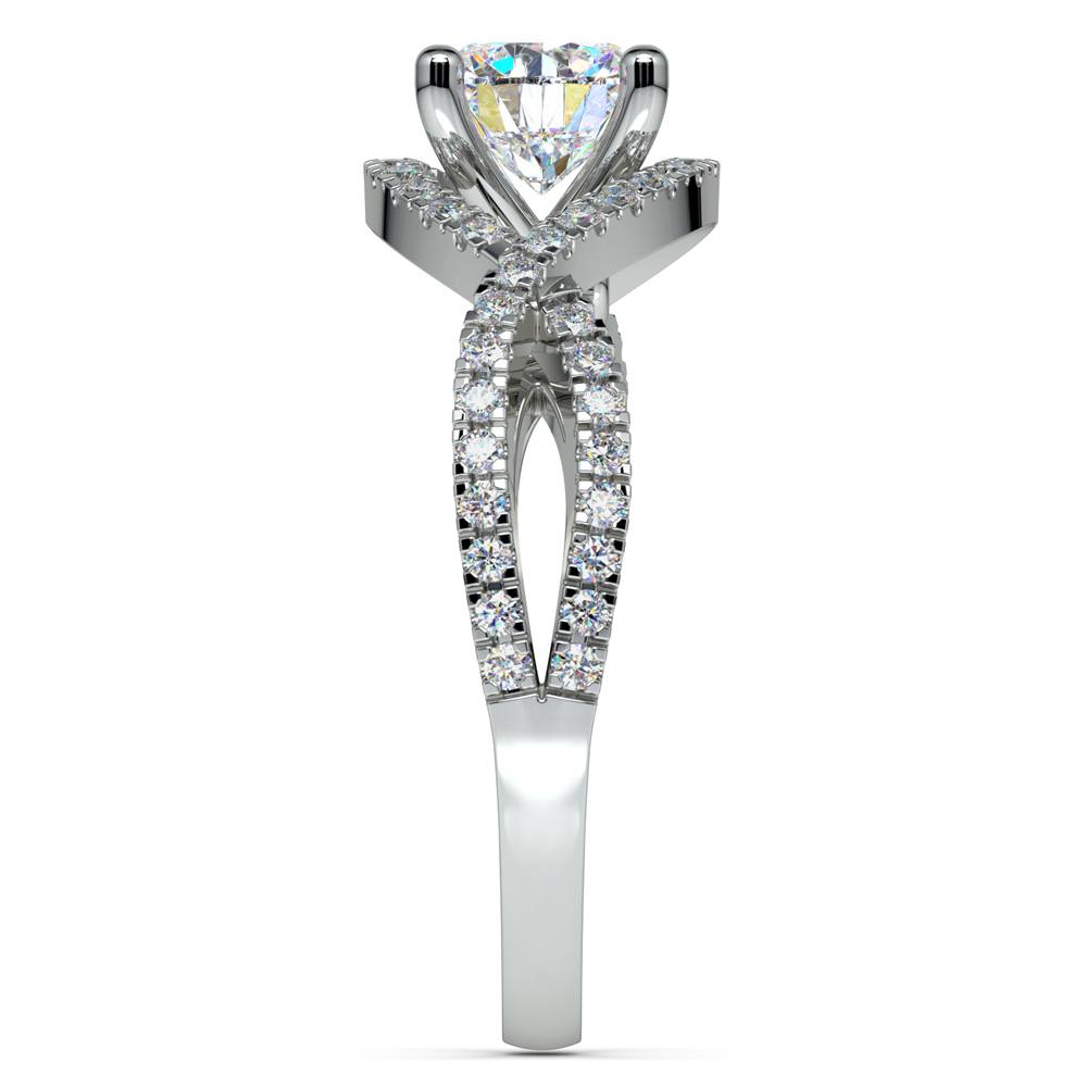Cross Split Shank Diamond Engagement Ring in White Gold | 03