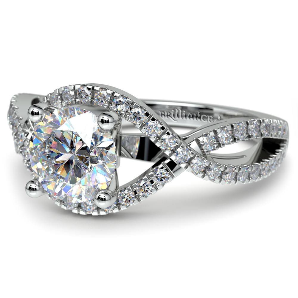 Cross Split Shank Diamond Engagement Ring in White Gold | 04