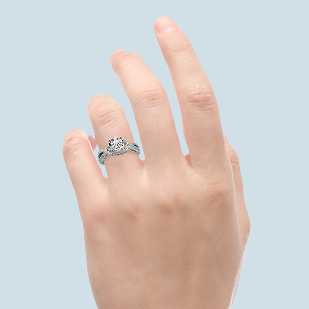 Cross Split Shank Diamond Engagement Ring in White Gold | 06