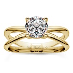 Cross Split Shank Solitaire Engagement Ring in Yellow Gold | Thumbnail 01