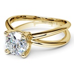 Cross Split Shank Solitaire Engagement Ring in Yellow Gold | Thumbnail 04