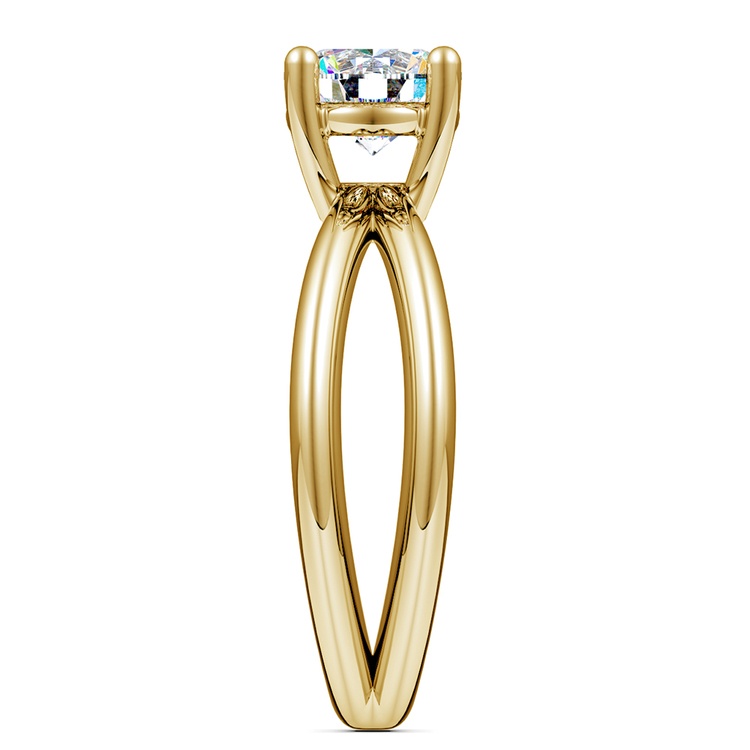Cross Split Shank Solitaire Engagement Ring in Yellow Gold | 03