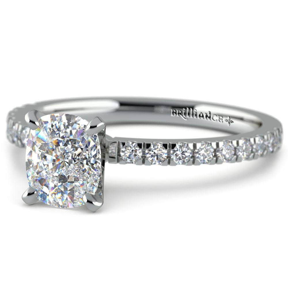 Cushion Cut Micro Pave Engagement Ring (0.50 carat) | Zoom