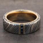 Damascus Steel Men's Engagement Ring With Black Diamonds | Thumbnail 05