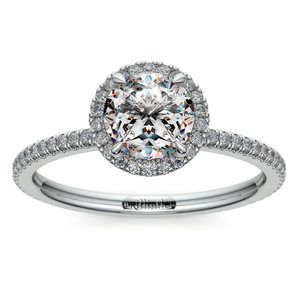 Delicate Halo Engagement Ring In Platinum