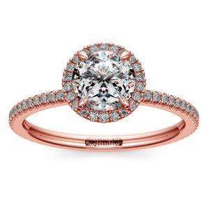 Delicate Halo Engagement Ring In Rose Gold