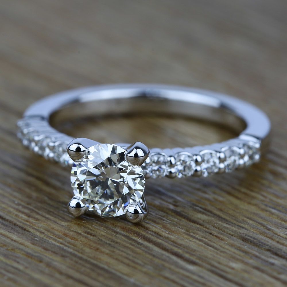 Shared Prong Diamond Engagement Ring In Platinum