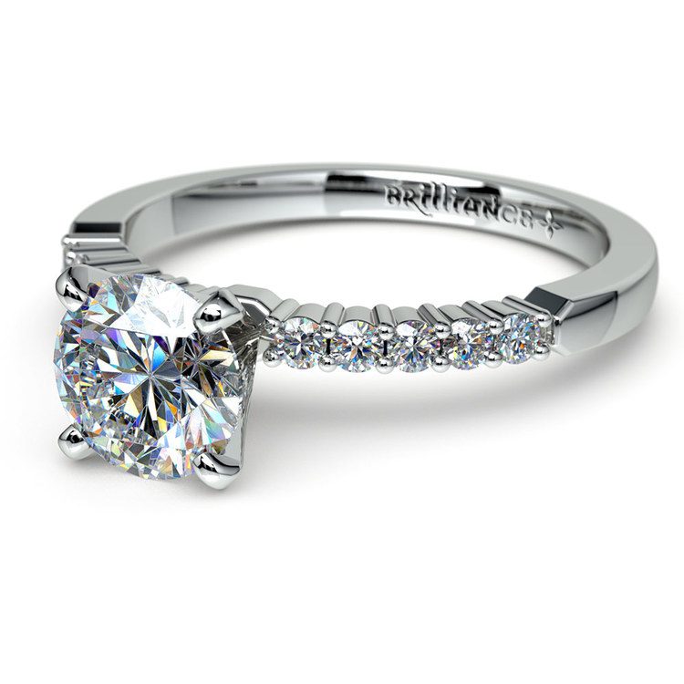 Delicate Shared-Prong Diamond Engagement Ring in White Gold | 04