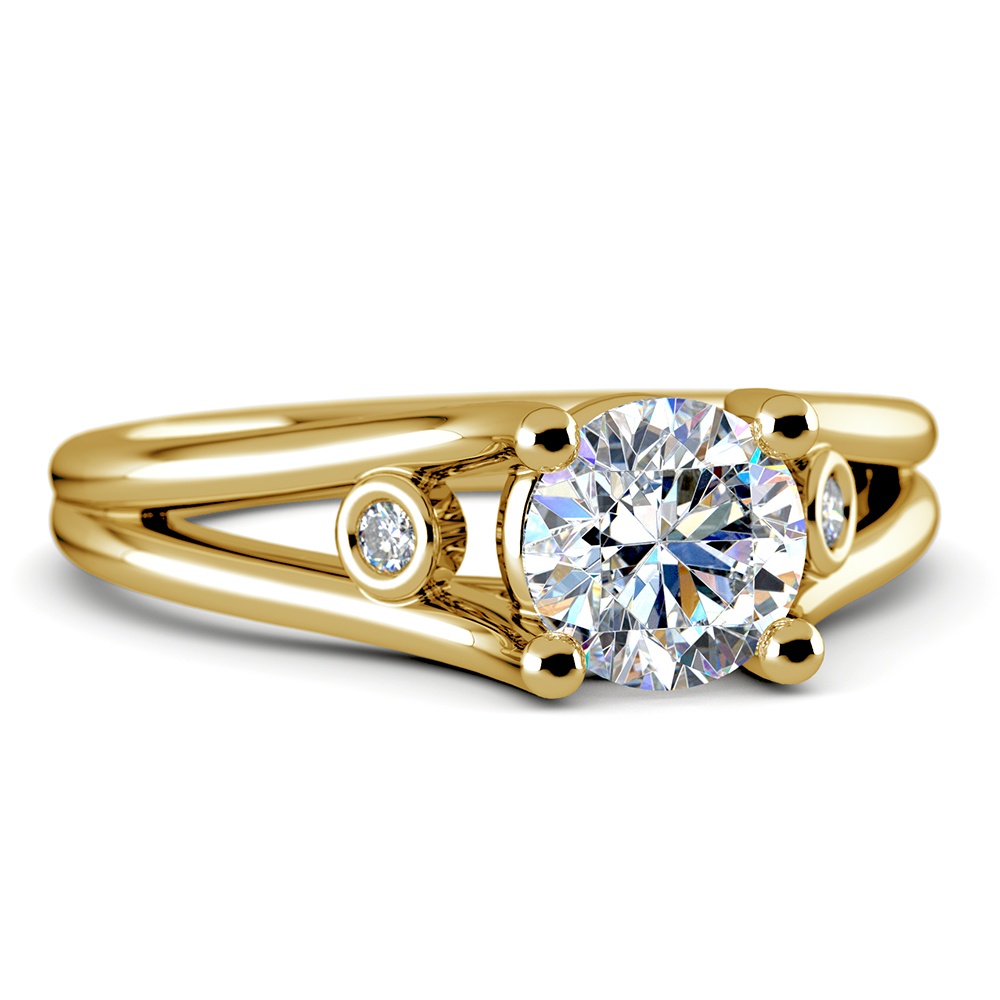 Diamond Accent Engagement Ring In Yellow Gold | 04