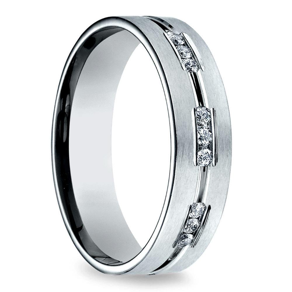Palladium Engagement Ring For Men With Diamonds | 02