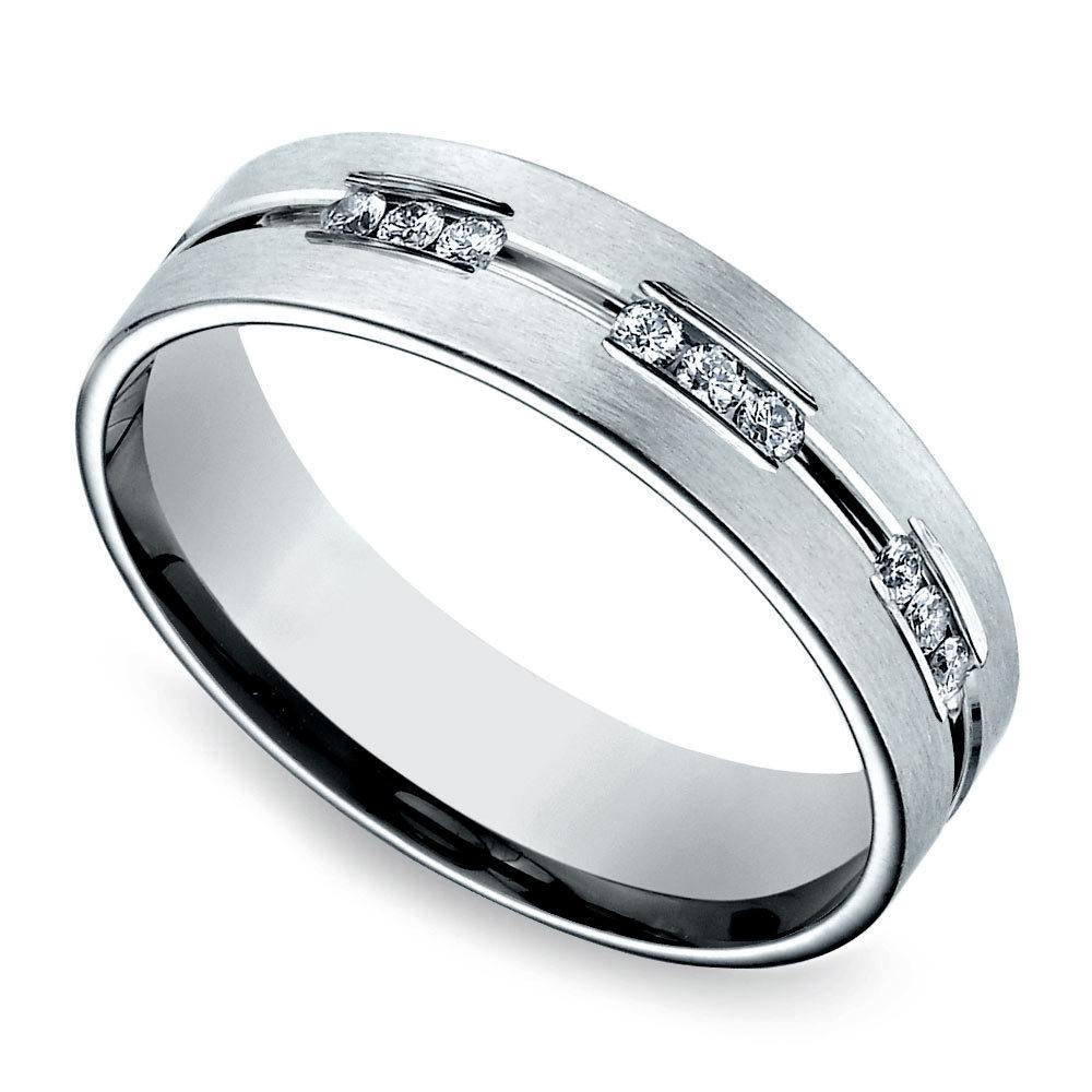 Palladium Engagement Ring For Men With Diamonds | 03