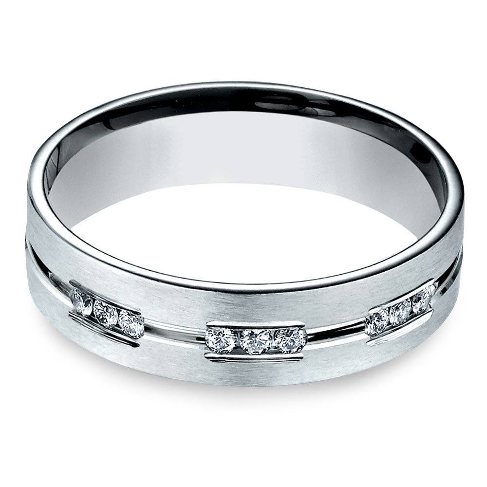 Palladium Engagement Ring For Men With Diamonds | 04