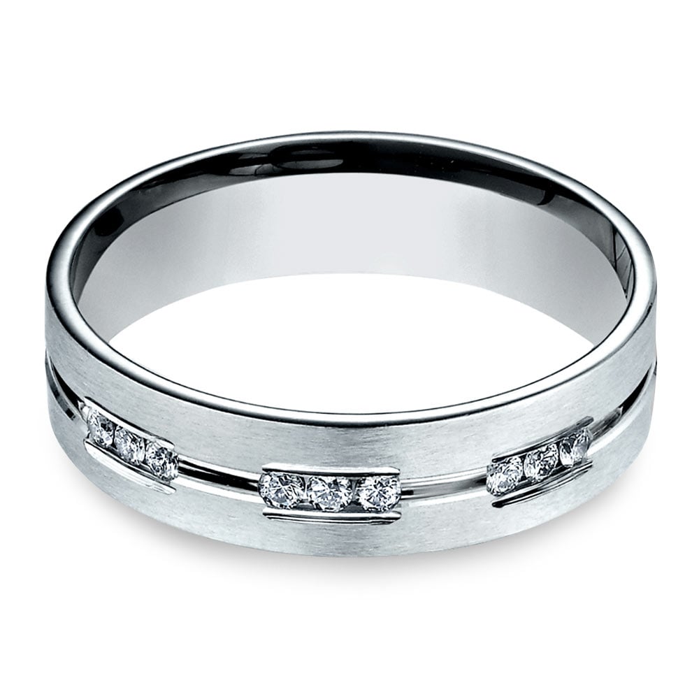 Diamond Eternity Men's Engagement Ring In Palladium