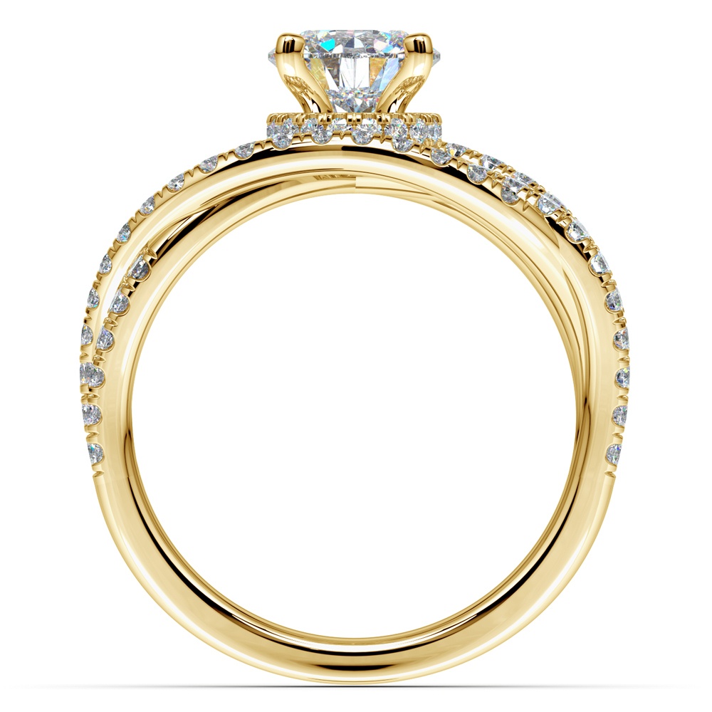 Diamond Twisted Split Shank Engagement Ring Setting In Classic Gold | 02