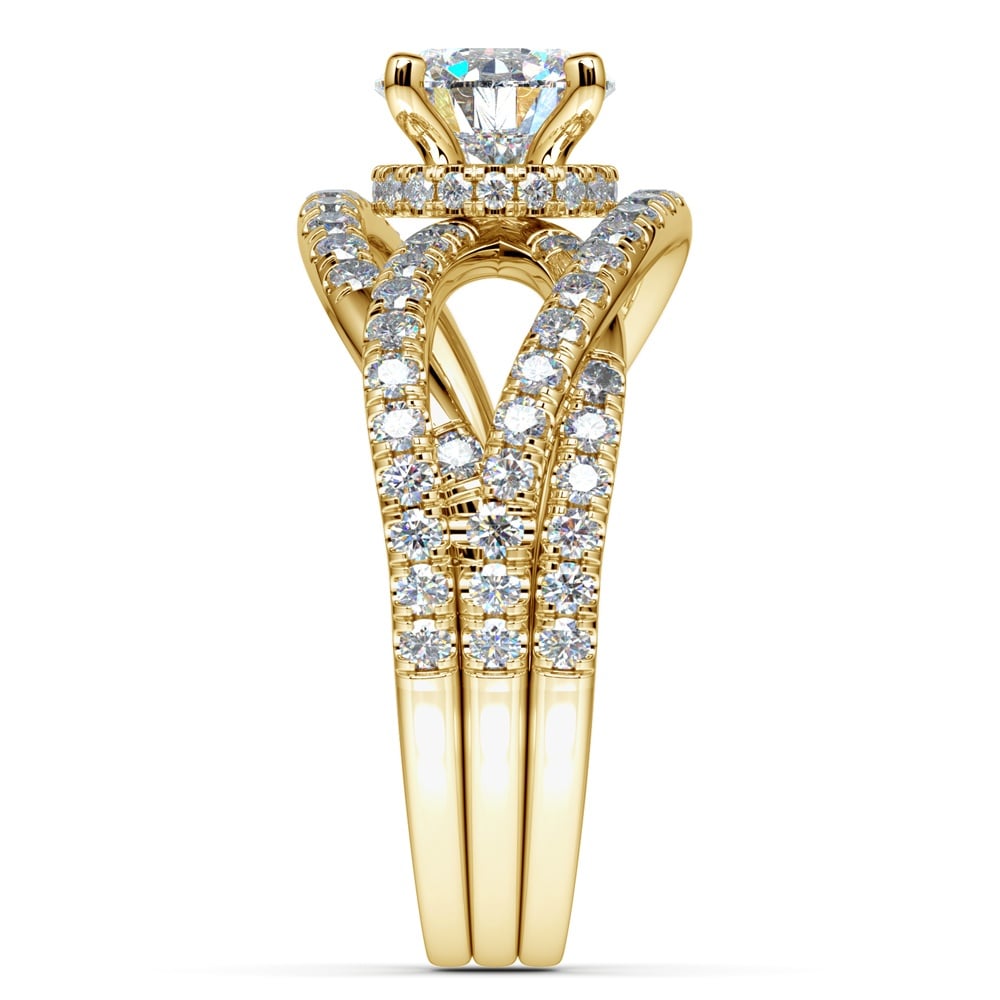 Diamond Twisted Split Shank Engagement Ring Setting In Classic Gold | 03